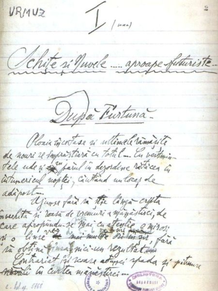Manuscrisul urmuzian care dă şi titlul volumului